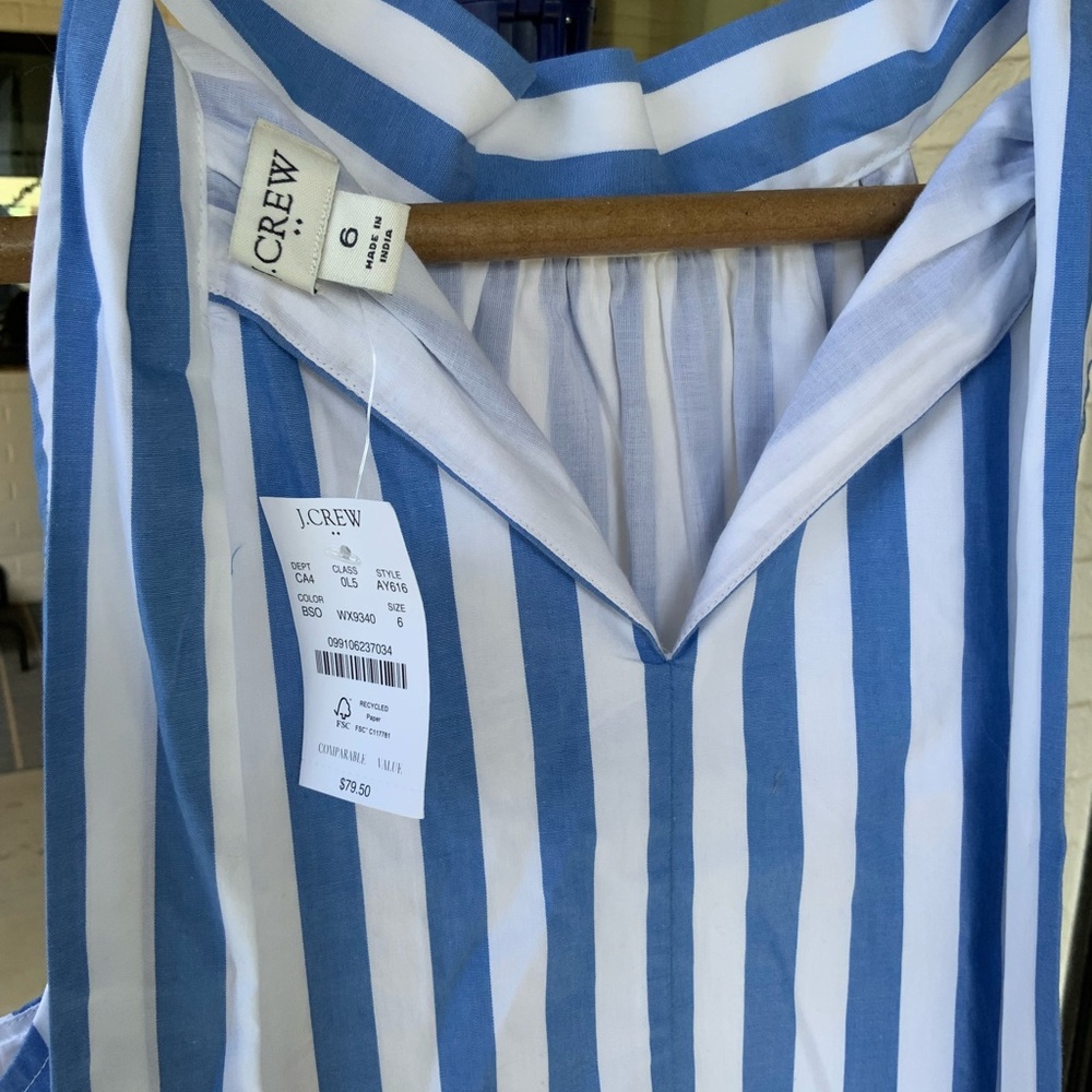 J. Crew Blue and White Striped Sundress